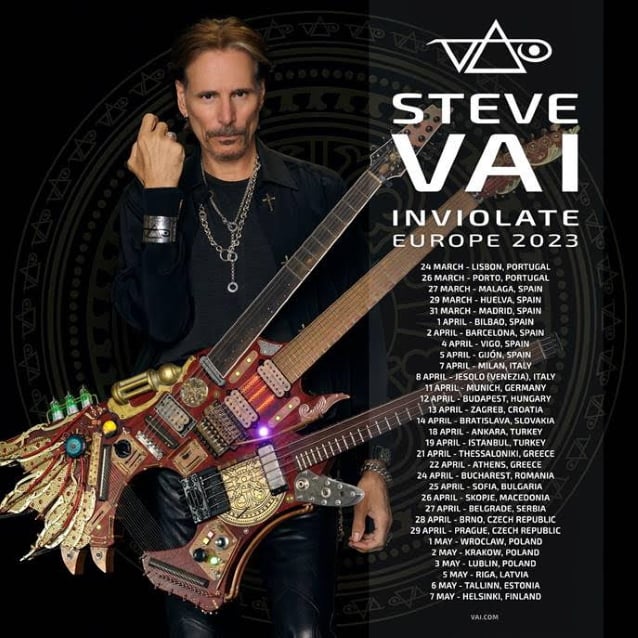 STEVE VAI Announces Spring 2023 European Tour STEVE VAI,Steve Vai news,European tour announcement,Spring 2023 tour,Guitar legend tour